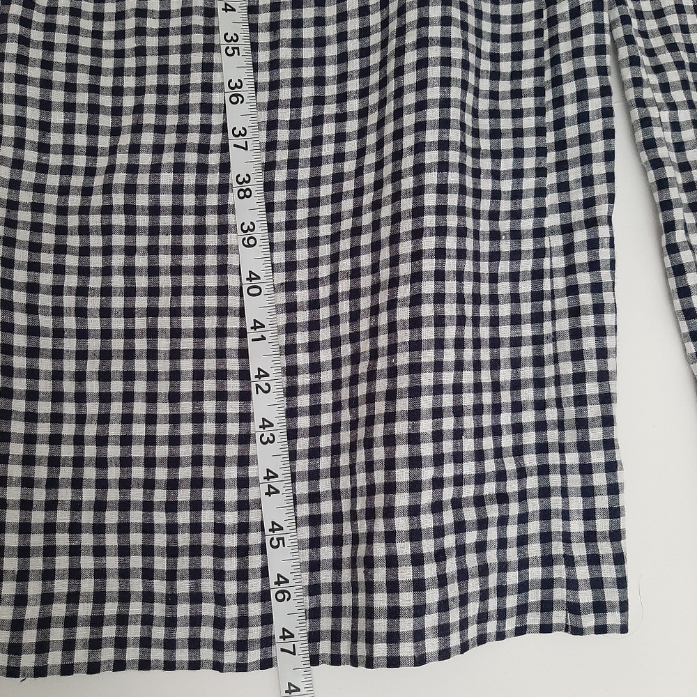 J. Crew Gingham Linen Jumpsuit Navy And White Size 10 - Picture 11 of 15